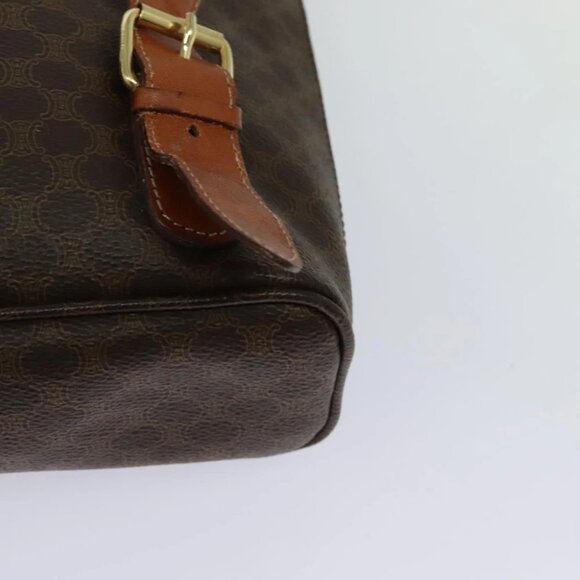 CELINE Macadam Canvas Backpack PVC Leather Brown Gold - Picture 10 of 16